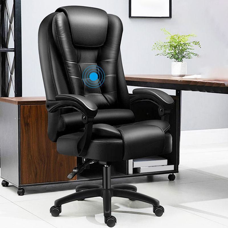 Padded Arms Chair Modern No Distressing Leather Ergonomic Desk Chair with Wheels