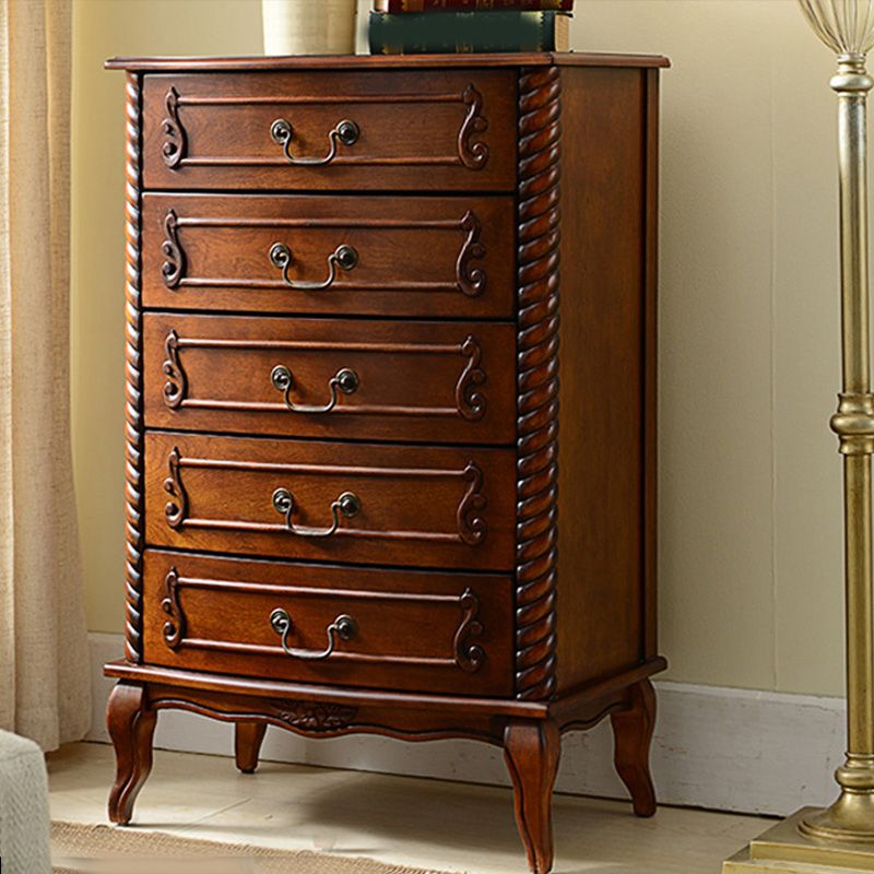 Mid-Century Modern Rectangle Chest/Cabinet with Drawers in Rubberwood