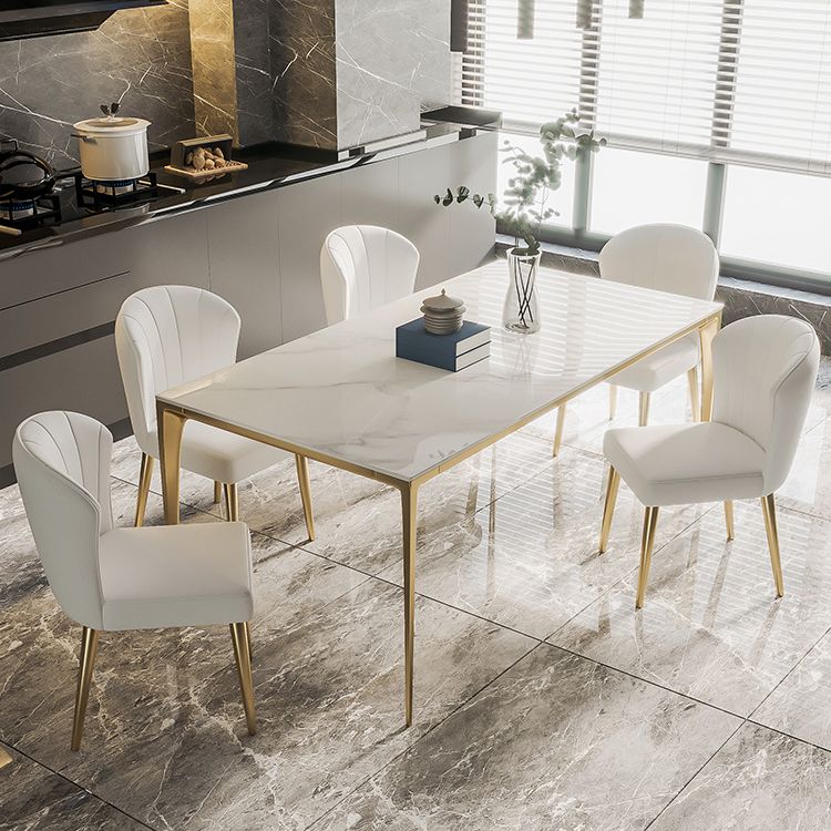 Mesa de comedor de piedra sinterizada Estilo de lujo 4 patas Mesa de rectángulo base para comedor