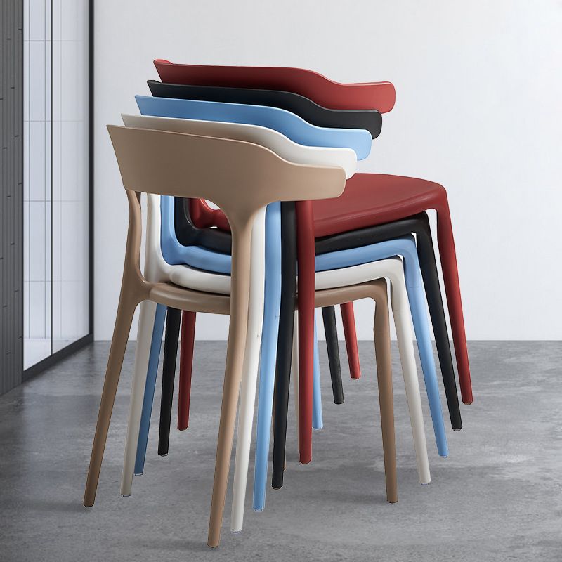 Home Stacking Dining Chair Armless Open Back Plastic Side Chair