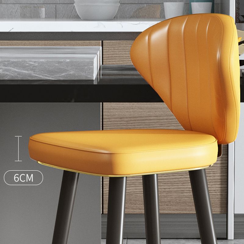 Scandinavian Swivel Leather Counter Stools Black Low Back Bar Stools with Footrest