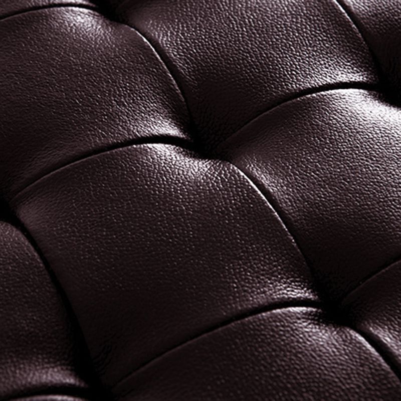 Classic Round Ottoman Pure Color Genuine Leather Water Resistant Ottoman Stool