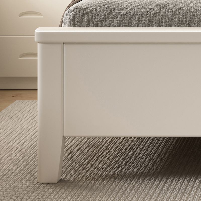 No Distressing Panel Standard Bed Solid Color Panel Bed with Upholstered Headboard