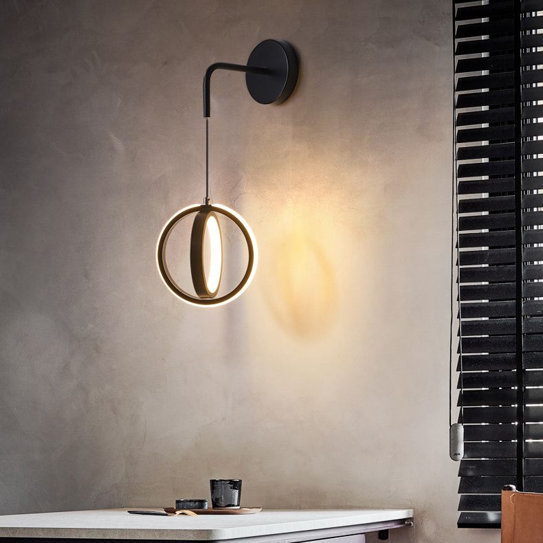 Circular Wall Light Fixtures Modern Minimalist Style Metal Sconces