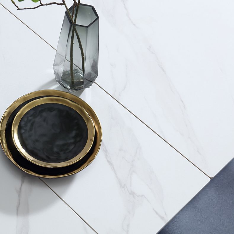 Rectangle Contemporary Sintered Stone Dining Room Set with Removable Leaf Dining Furniture Set