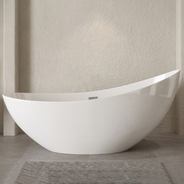 Oval Flat Bottom Soaking Bathtub Antique Finish Modern Bathtub (Board not Included)