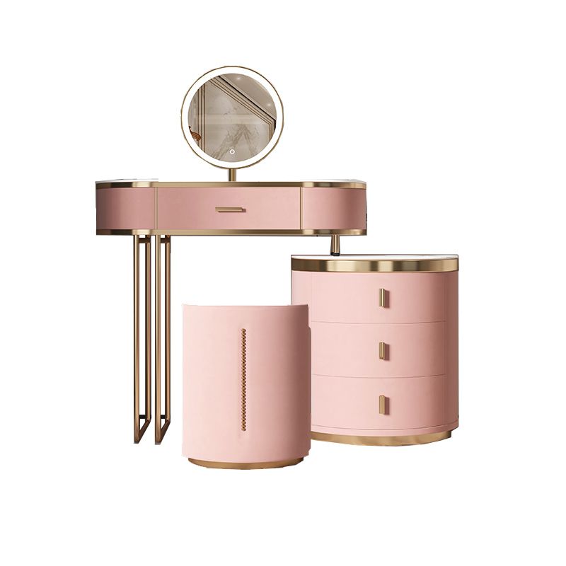 29.52" Height Pink Slate Top Dressing Table with Drawers Make-up Vanity