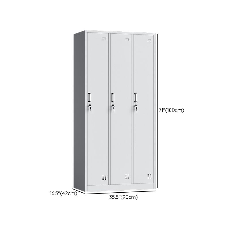 Contemporary Grey Storage Cabinet Metal Cabinet with Hinged Doors