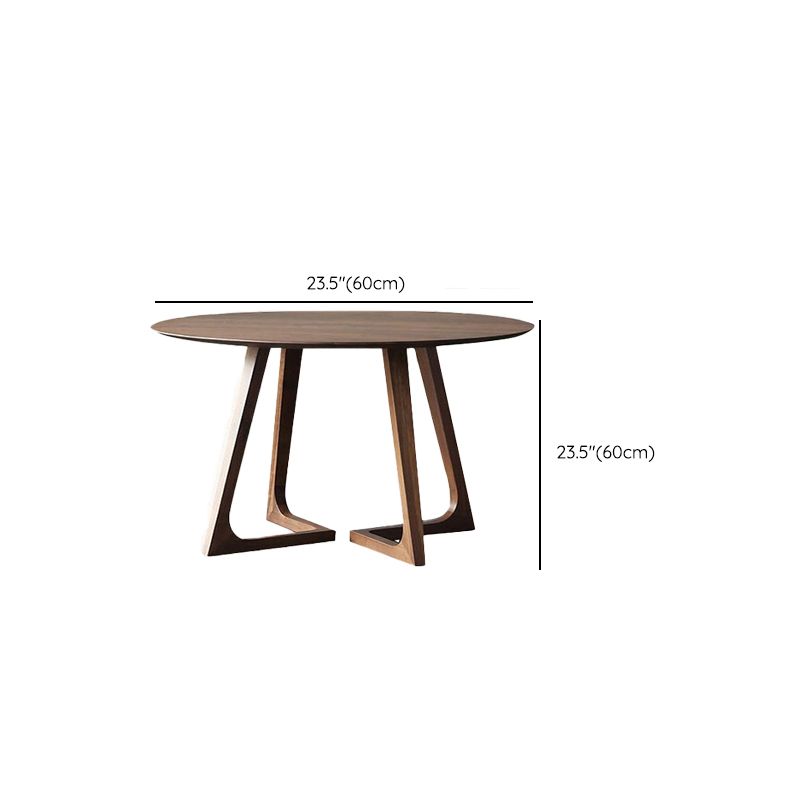 Single Round Sled Solid Wood Medium Wood Coffee Cocktail Table