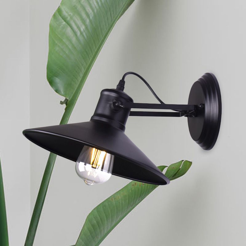 Metallic Saucer Sconce Wall Lighting Antique Style 1 Bulb Corridor Wall Sconce Lamp in Black/Rust
