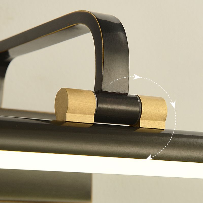 Single Light Metal Linear Wall Lighting Modern Style Mirror Wall Mounted Light Fixture in Black