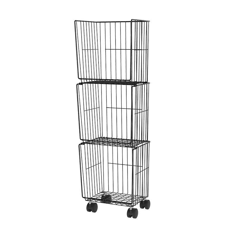 Modern Style Bookshelf Standard Closed Back Metal Bookcase for Home with Wheels