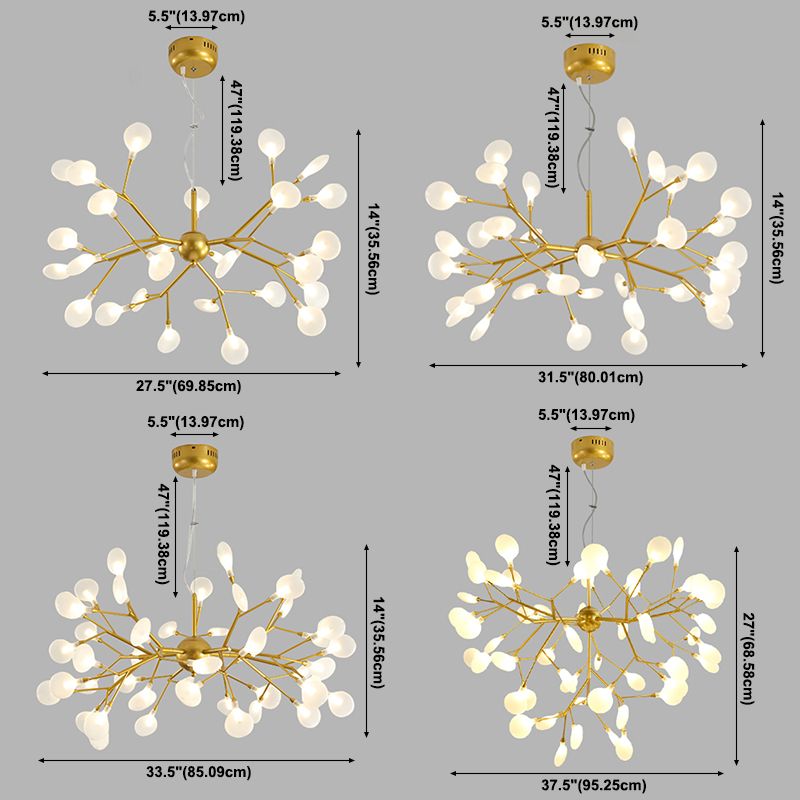 Modern Metal Hanging Light Fixtures Fireflies Hanging Chandelier for Dinning Room