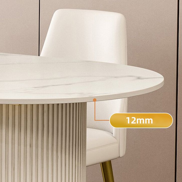 Oval Sintered Stone Dining Table Luxury Fixed Table with Double Base