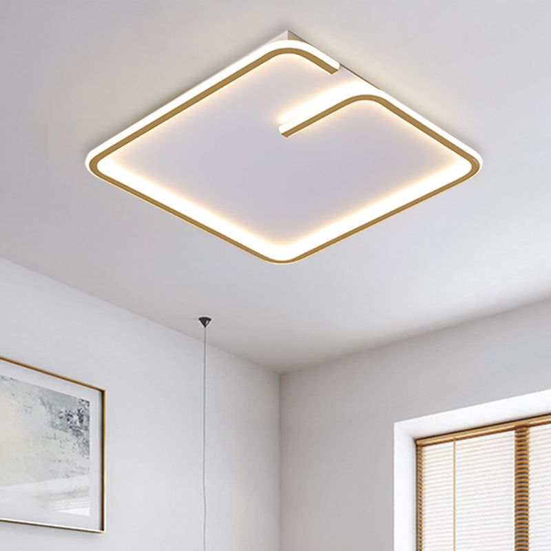 White Square Flushmount Simple LED Acrylic Flush Mounted Light in Warm/White Light, 16"/19.5" Width