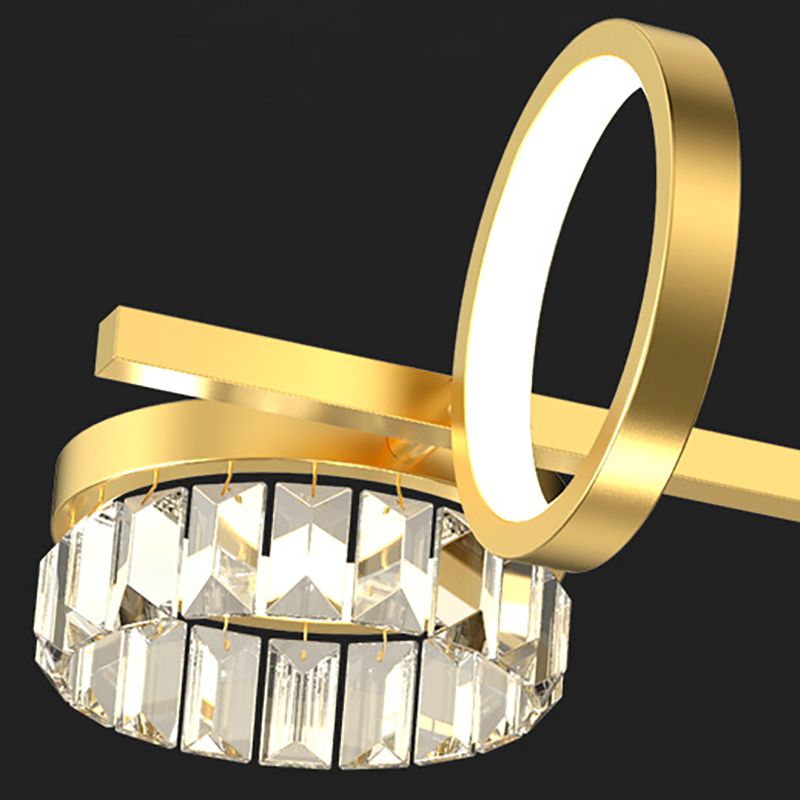 Gold Loops Island Light Postmodern LED Crystal Suspension Light for Dining Room