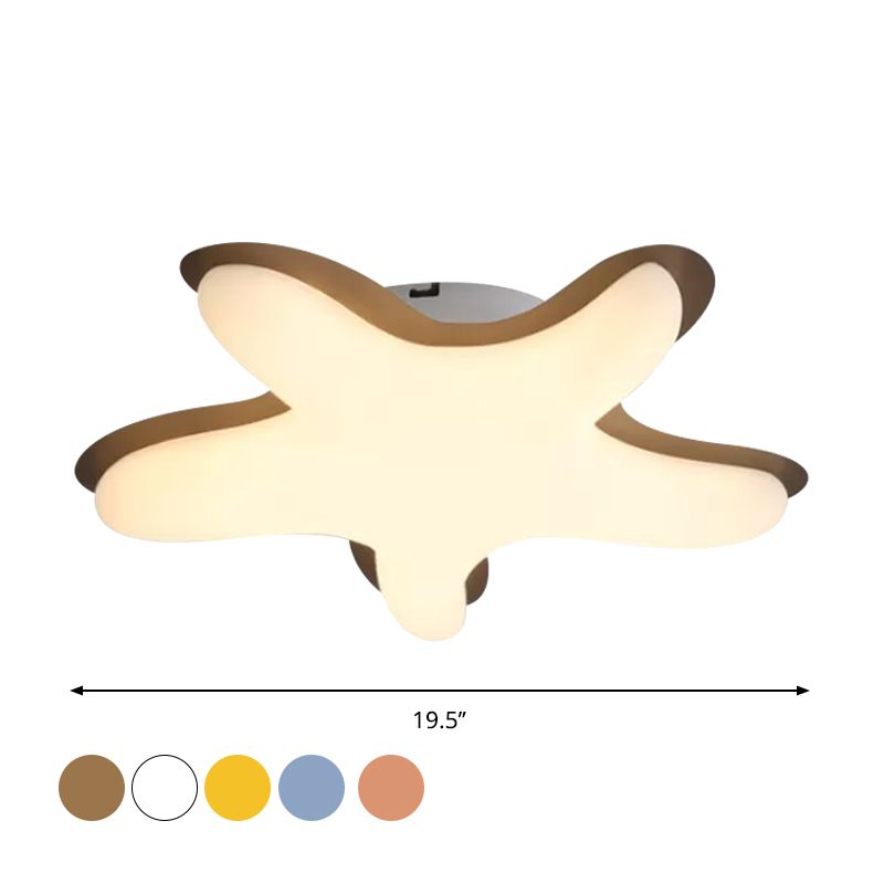 Lámpara de techo empotrada de estrella de mar de dibujos animados, accesorio de montaje empotrado LED acrílico para dormitorio en blanco/rosa/amarillo