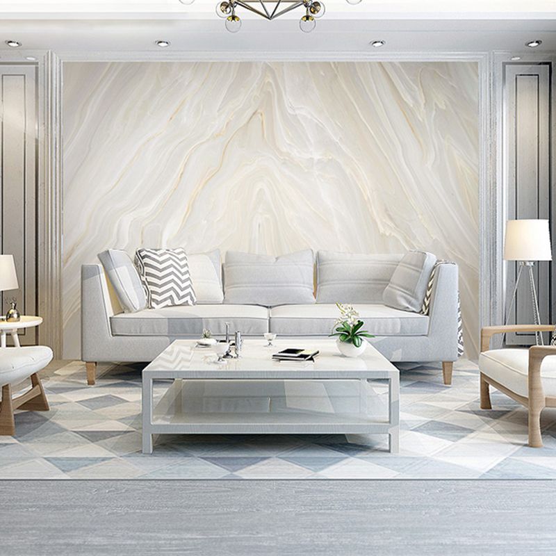 Minimalist Marble Wall Covering for Coffee Shop, Extra Large Wall Art in Yellow and White