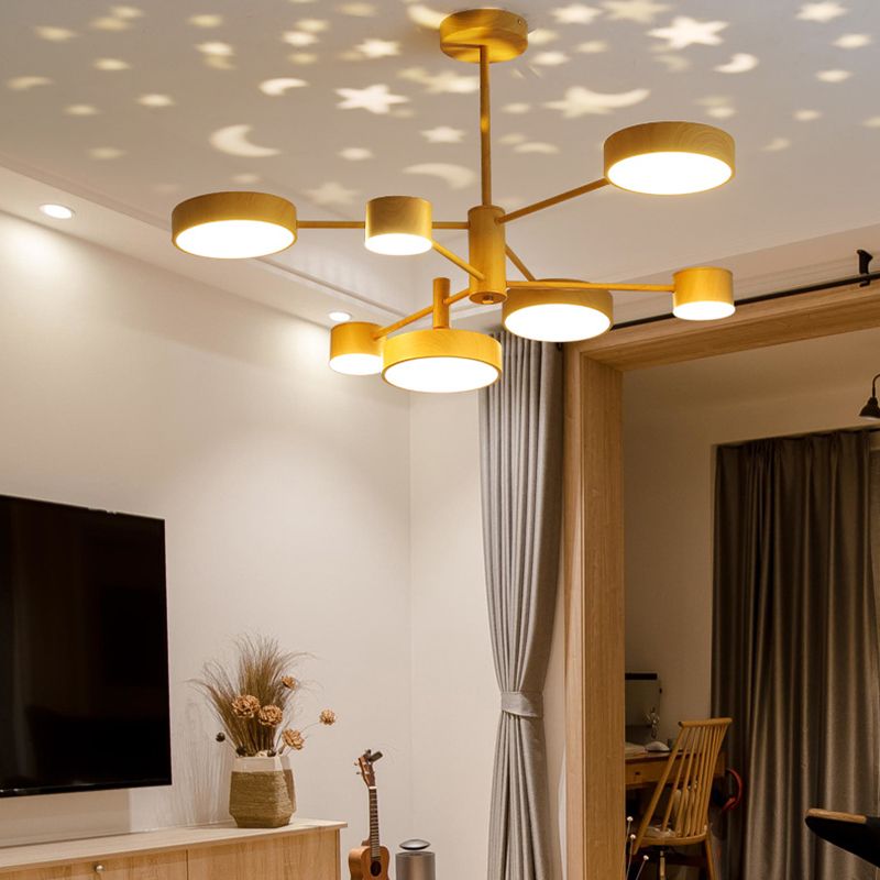 Multi Lights Round Pendant Chandelier Modern Style Metal Hanging Lamps