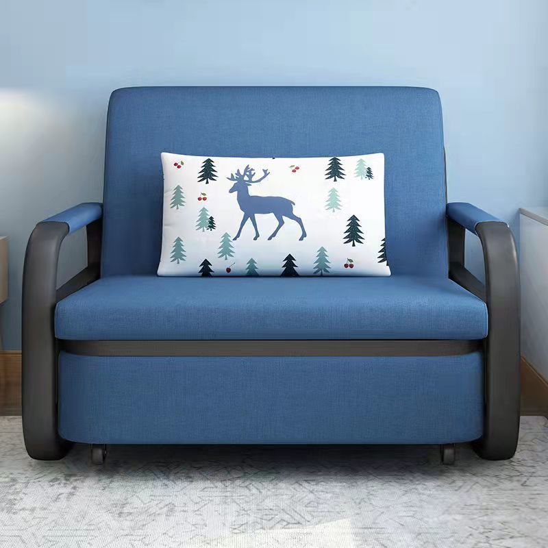 Linen Square Arm Sofa Bed 35.43" Wide  Contemporary Convertible Sofa