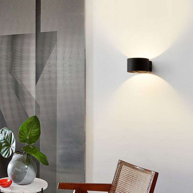 Half Cylinder Metal Wall Light Modern Style 2 Lights Wall Mounted Light Fixture