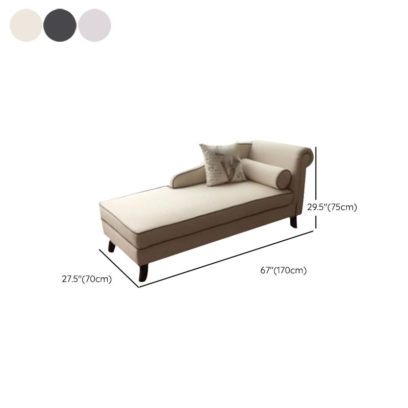 Living Room Rolled Arms Chaise Lounge Modern Chaise with Linen Upholster