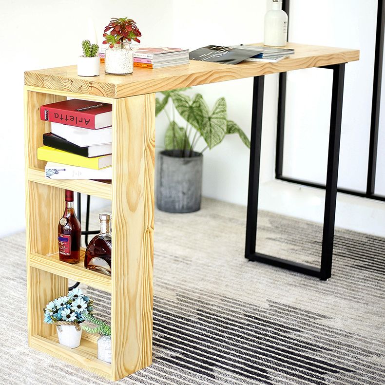 Modern 3-shelf Bar Table Rectangle Solid Wood Bistro Bar Table in Natural