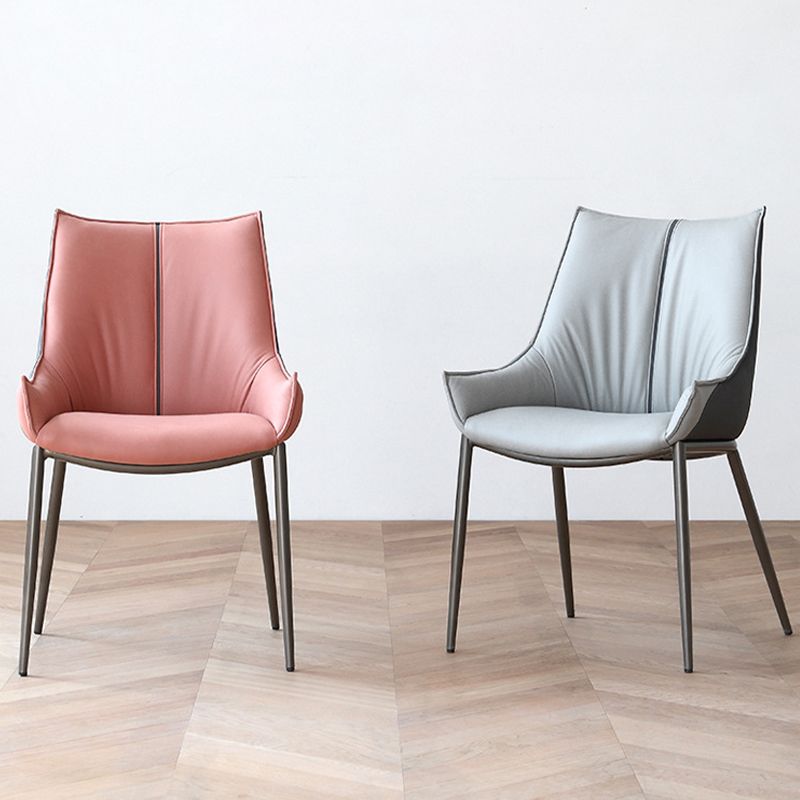 Metal Kitchen Dining Side Chair Upholstered Dining Chair with Black Legs