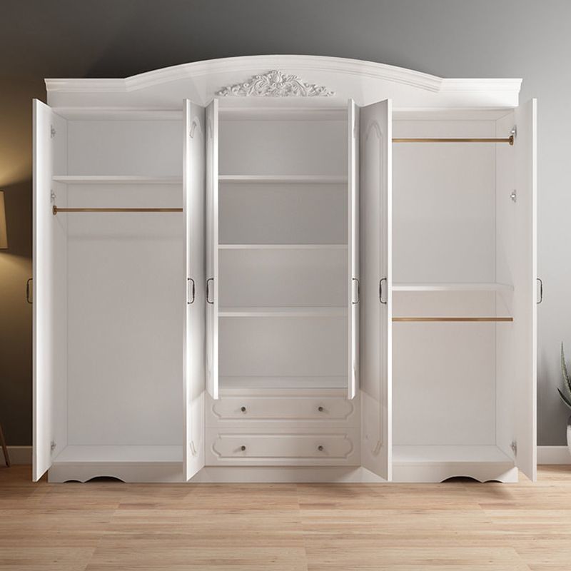 Engineered Wood Cabinet with 2 Drawers French Country White Wardrobe for Home