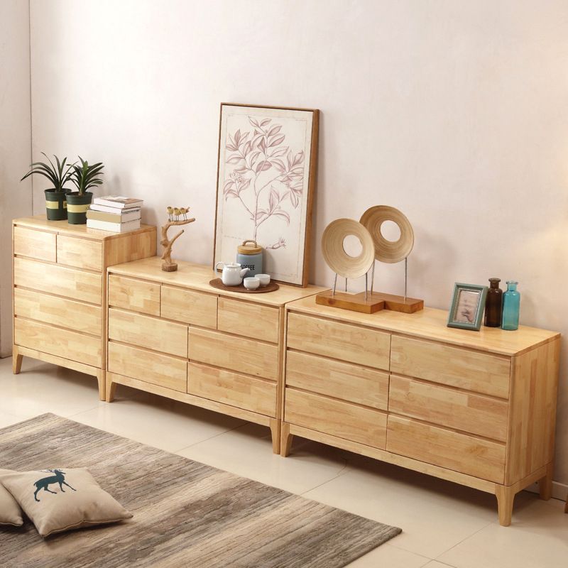 Rubber Wood Bedroom Chest Contemporary Storage Chest with Drawers