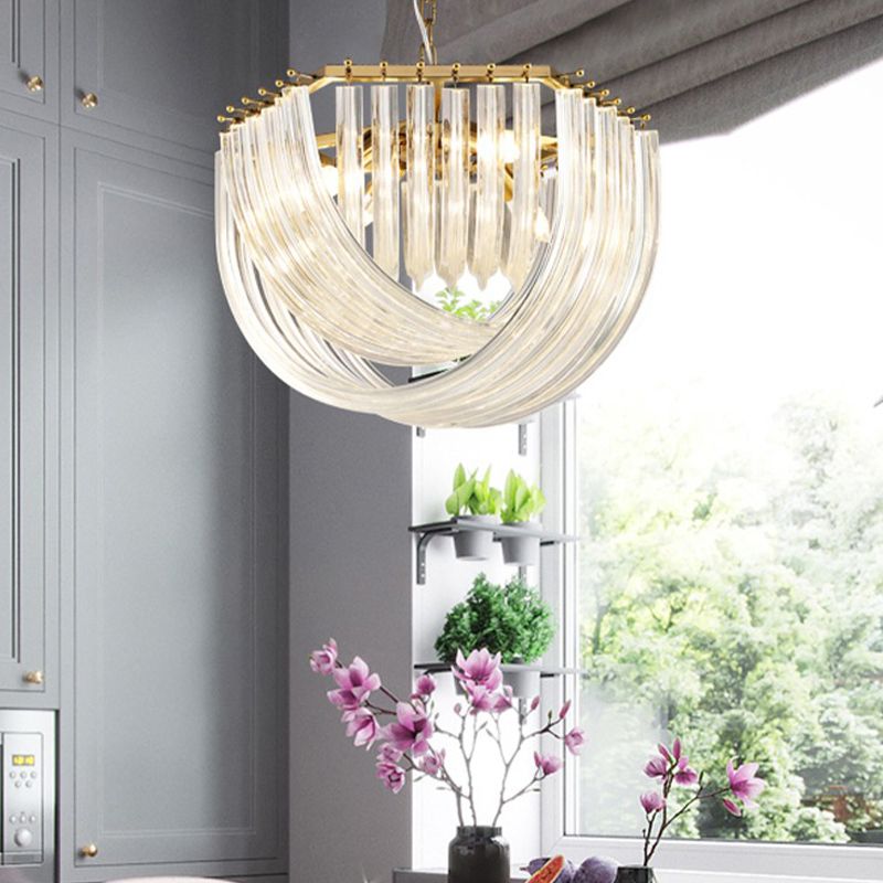 Modern Style Chandelier Bowl Shape Modern Style Glass Hanging Light for Bedroom