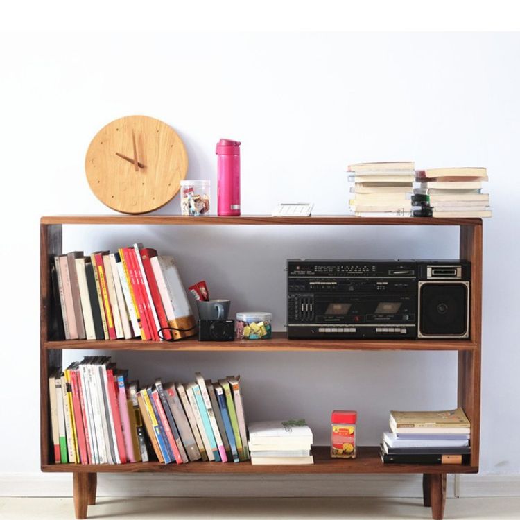 Scandinavian Open Back Bookshelf Standard Wooden Bookcase with Shelves