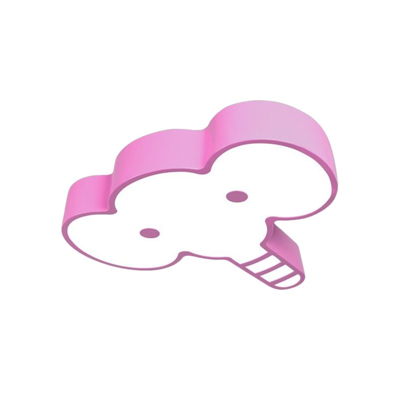 Elephant Face LED Flush Mount Fixture Kids Acrylic Red/Pink/Yellow Flush Ceiling Light for Bedchamber