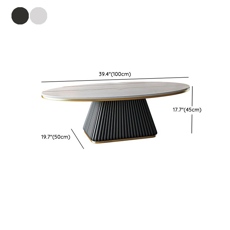 Glam Single Coffee Table Oval Pedestal Coffee Cocktail Table