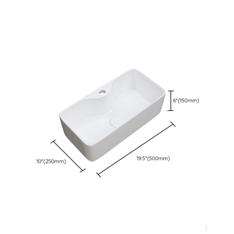 Fade Resistant Bath Sink White Rectangular Ceramic Faucet Vessel Bathroom Sink