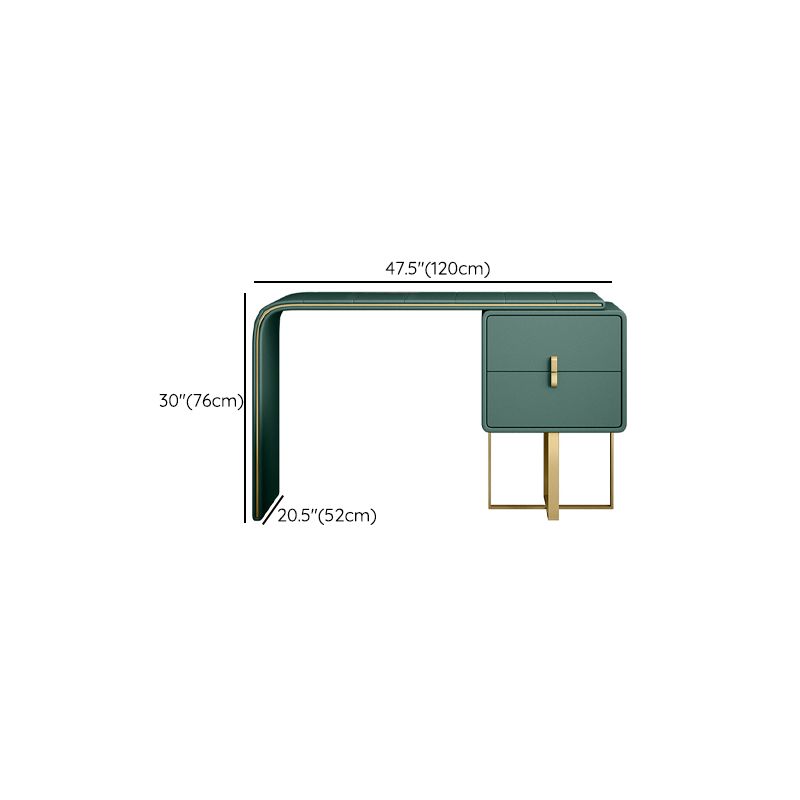 Luxurious Leather 2-Drawer Vanity Makeup Table Set in Dark Green