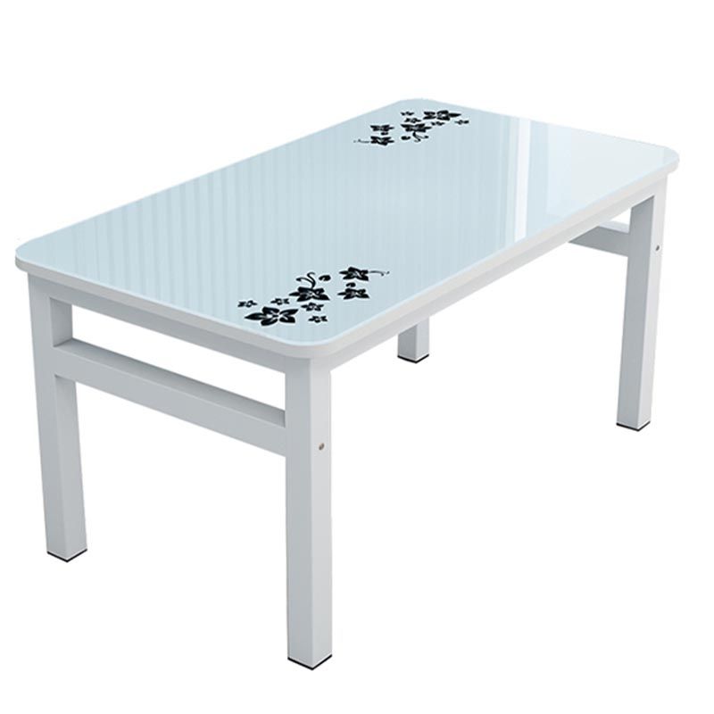 Modern White in Glass Counter Table Rectangle Dining Table for Kitchen