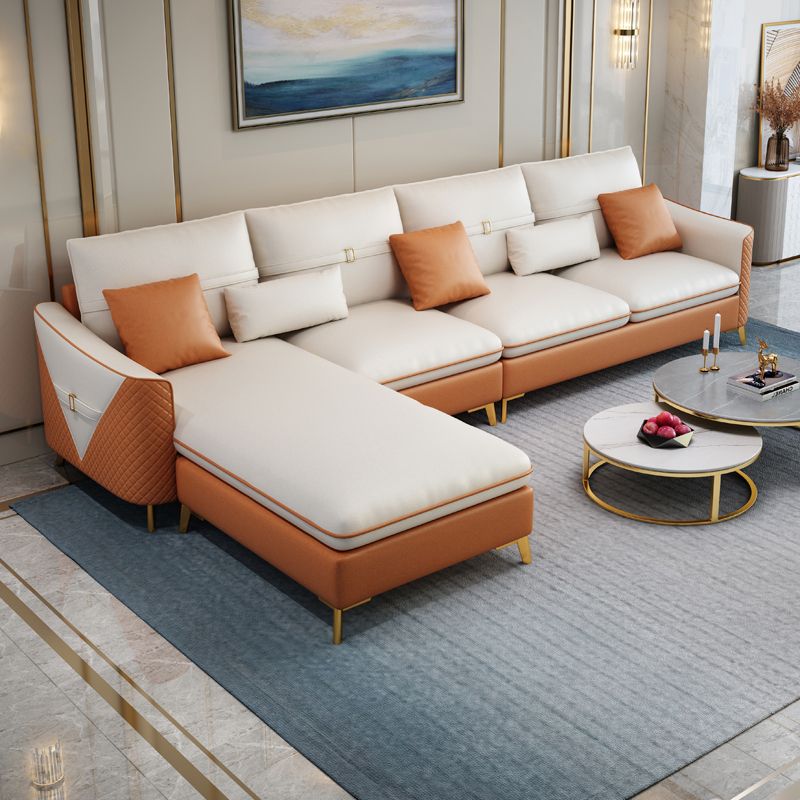 34.64 " H Faux Leather Flared Arm Sofa & Chaise for Living Room