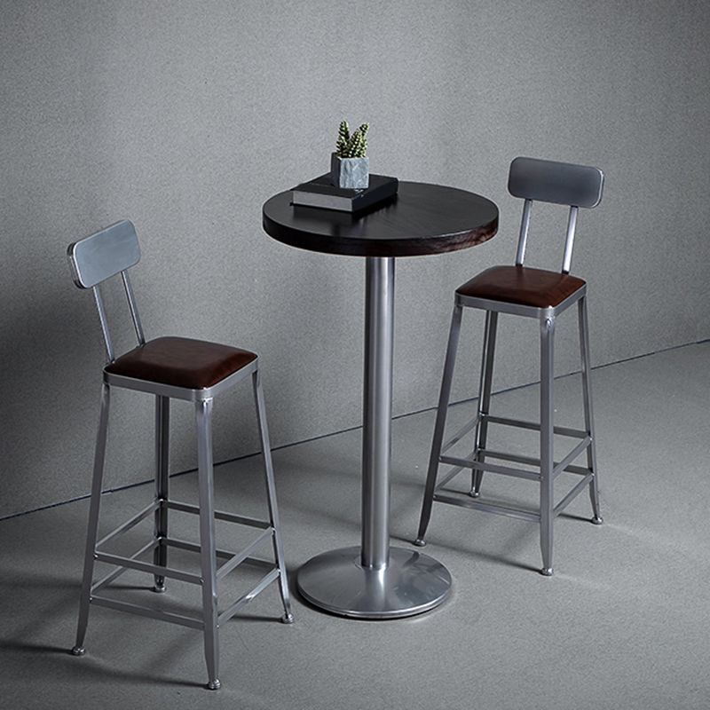 1/2/3 Pieces Industrial Pub Table Set Silver and Brown Bar Table and Stools