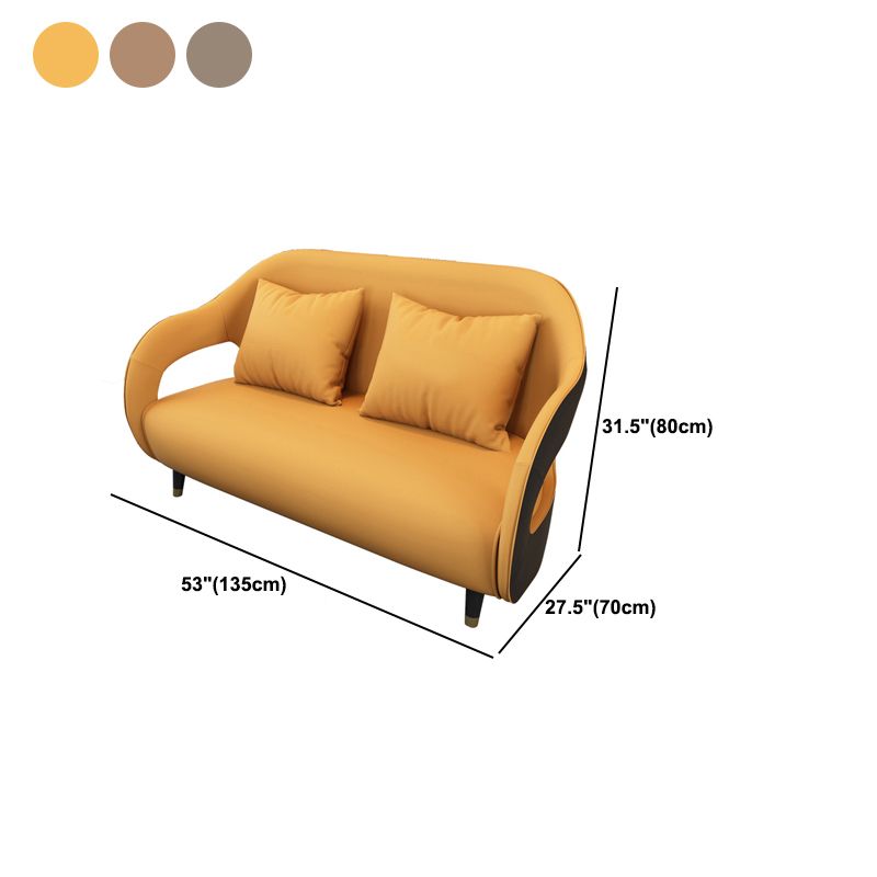 Tear Resistant Faux Leather Sofa Contemporary Sloped Arm Standard Sofa