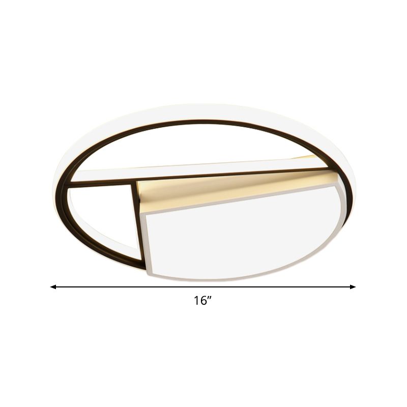 16"/19.5" Wide Geometric Acrylic Ceiling Lamp Contemporary Black and White LED Flush Mount Lighting