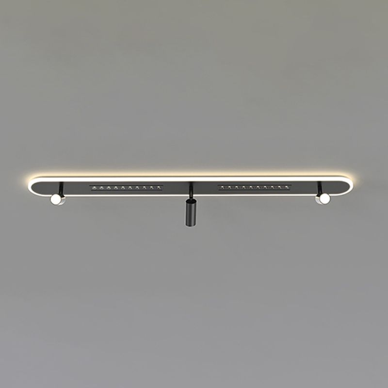 Linear Shape Flush Lights Modern Style Metal 4 Lights Flush Mount Fixture
