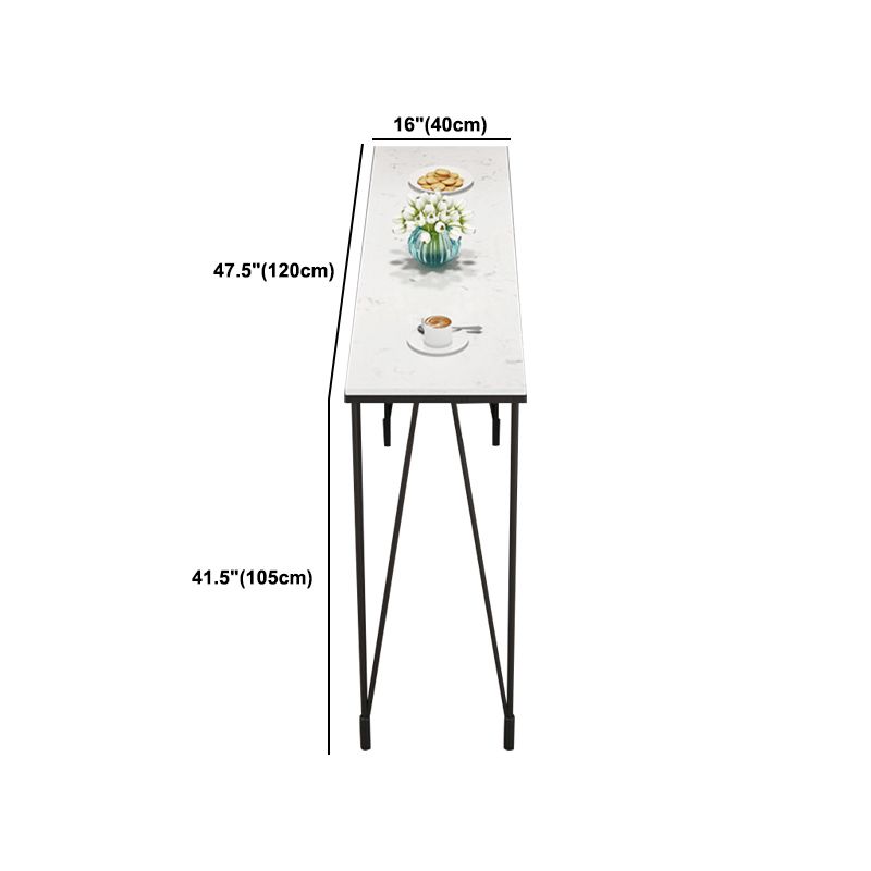 Modern 1/4 Pieces Bar Table Set Rectangle Stone Counter Table with Backrest Stools