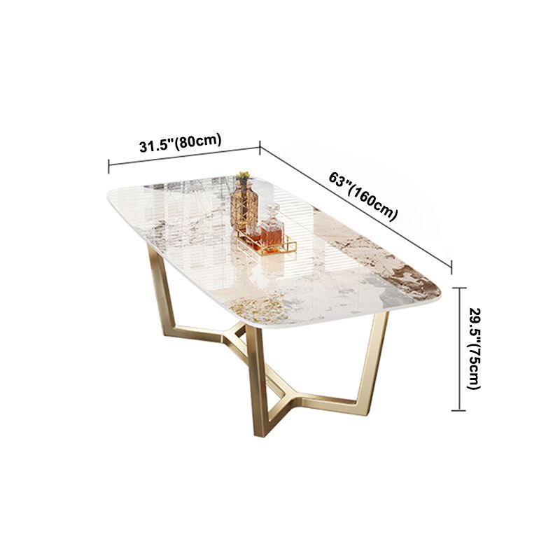 Luxe gesinterde stenen eettafel rechthoektafel met bakbasis
