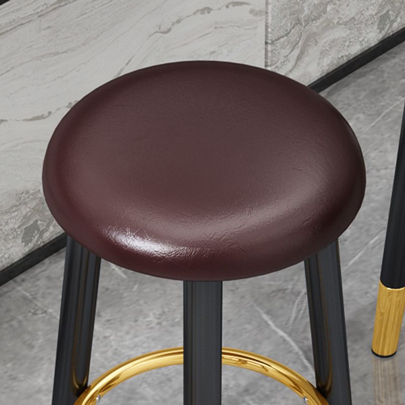 Scandinavian Style Steel Legs Bar-stool Round Seat Single Counter Stool for Kitchen Bar