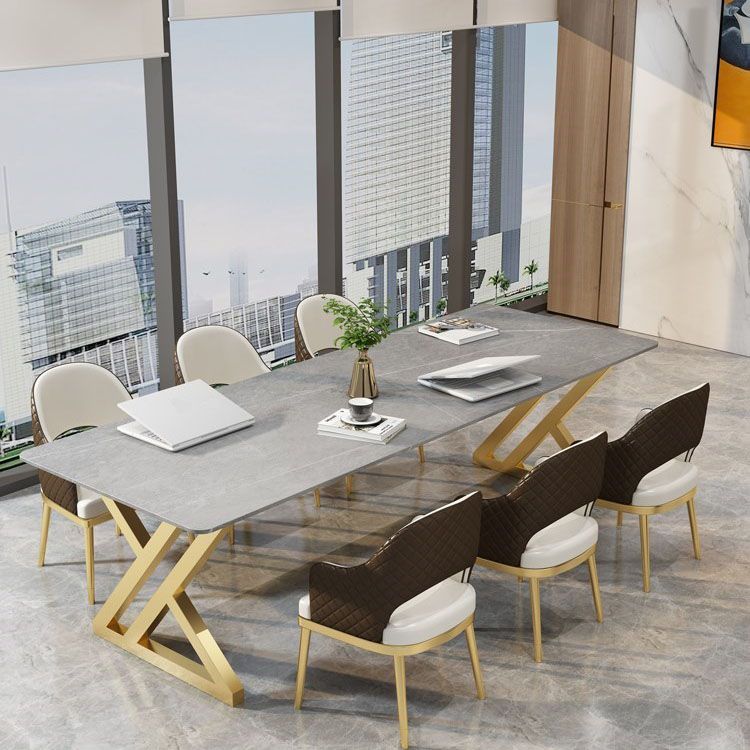 Sintered Stone Curved Meeting Table Home Office Modern Writing Desk