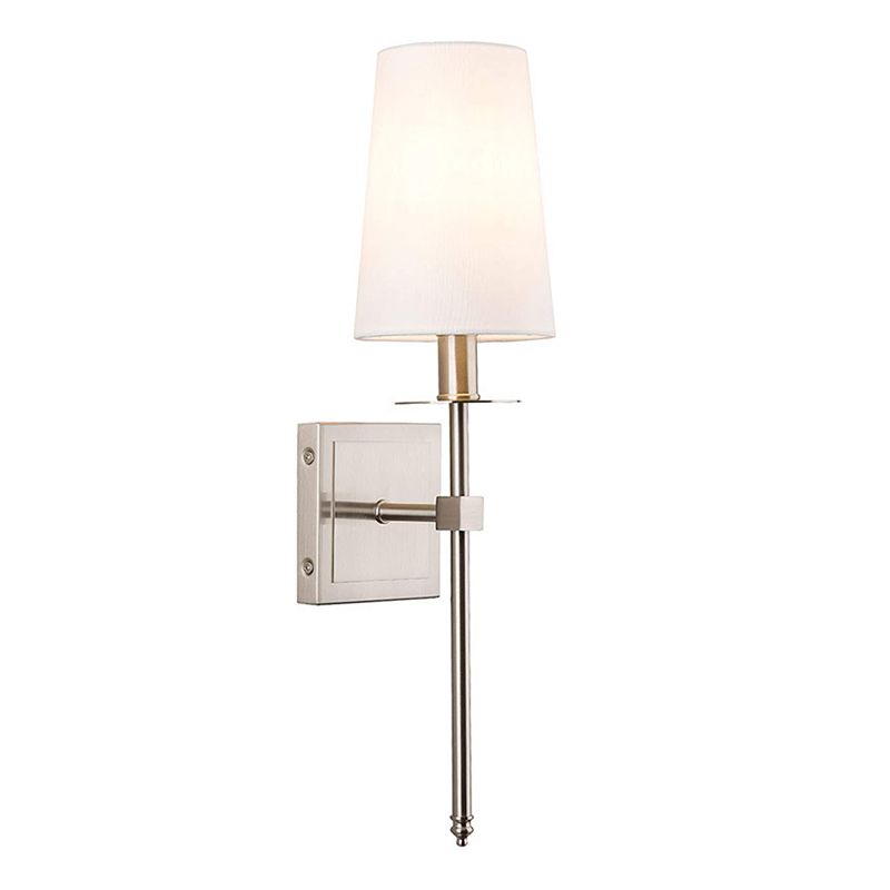 Iron and Fabric Wall Sconce Post Modern 1 - Light Wall Lighting Fixture with White Shade