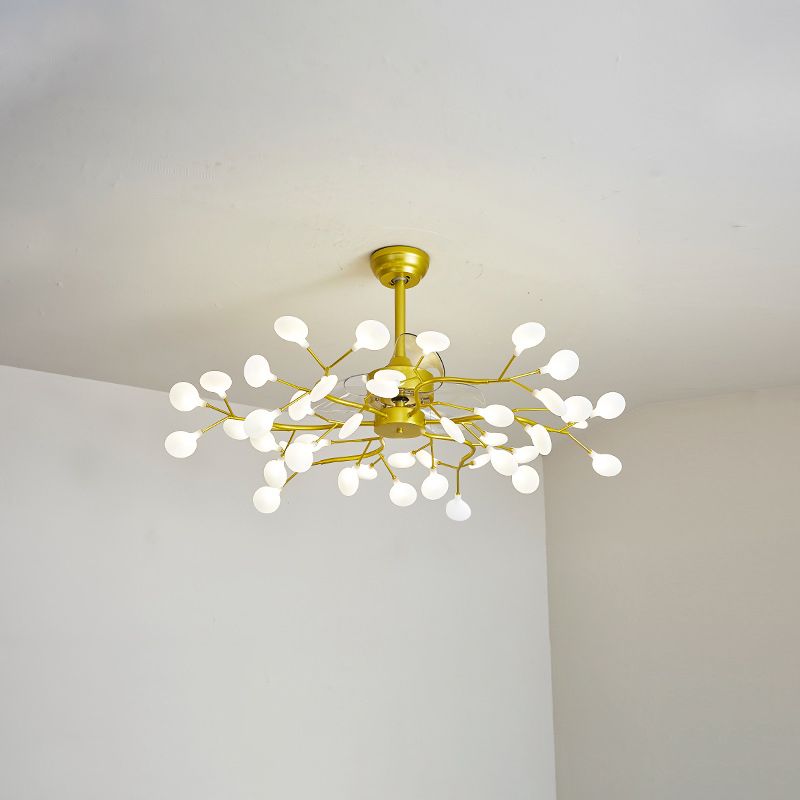 3-Blade Acryl Firefly Deckenlüfter Leicht minimalistische LED-Semi-Flush für Wohnzimmer