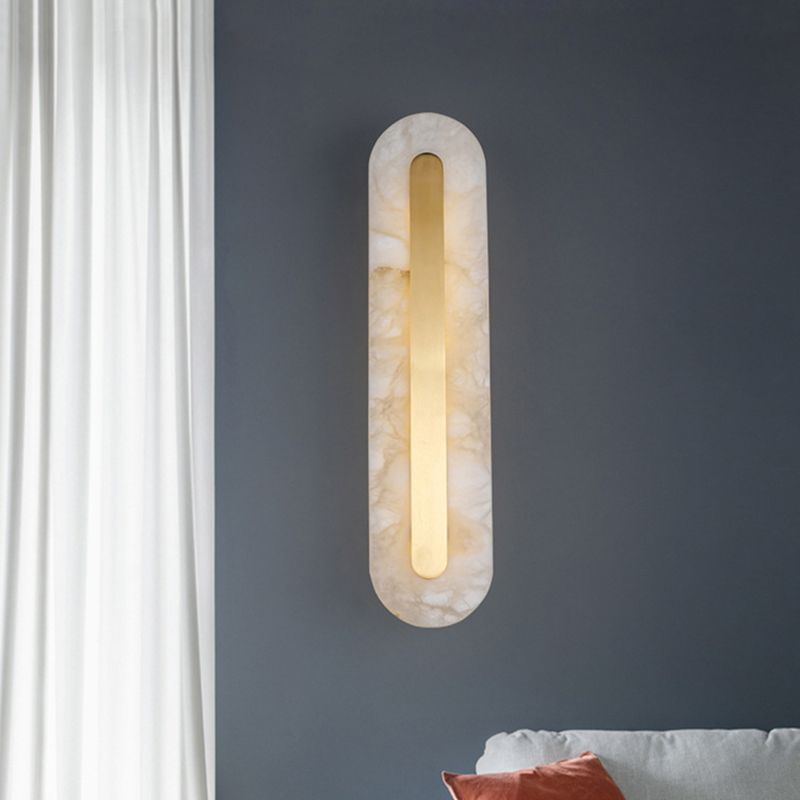 Geometric Post Modern Wall Mount in Gold Brass & Marble Wall Sconce