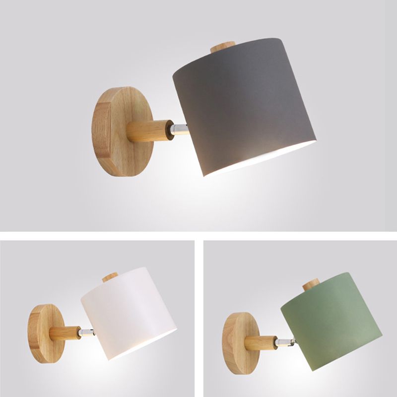 Geometric Shade Wall Lighting Modern Nordic  Style Metal 1 Light Sconce Light in Green and White